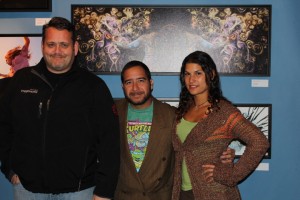 John K Goodman, Turrtle and Nicolette Spear pose for a picture while answering questions for our feature "Outside The Shell"