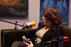 Marilyn Ghigliotti sits on the "Casting Couch" as she dishes out the deets on Clerks 3! Photo Credit: Denim Dan